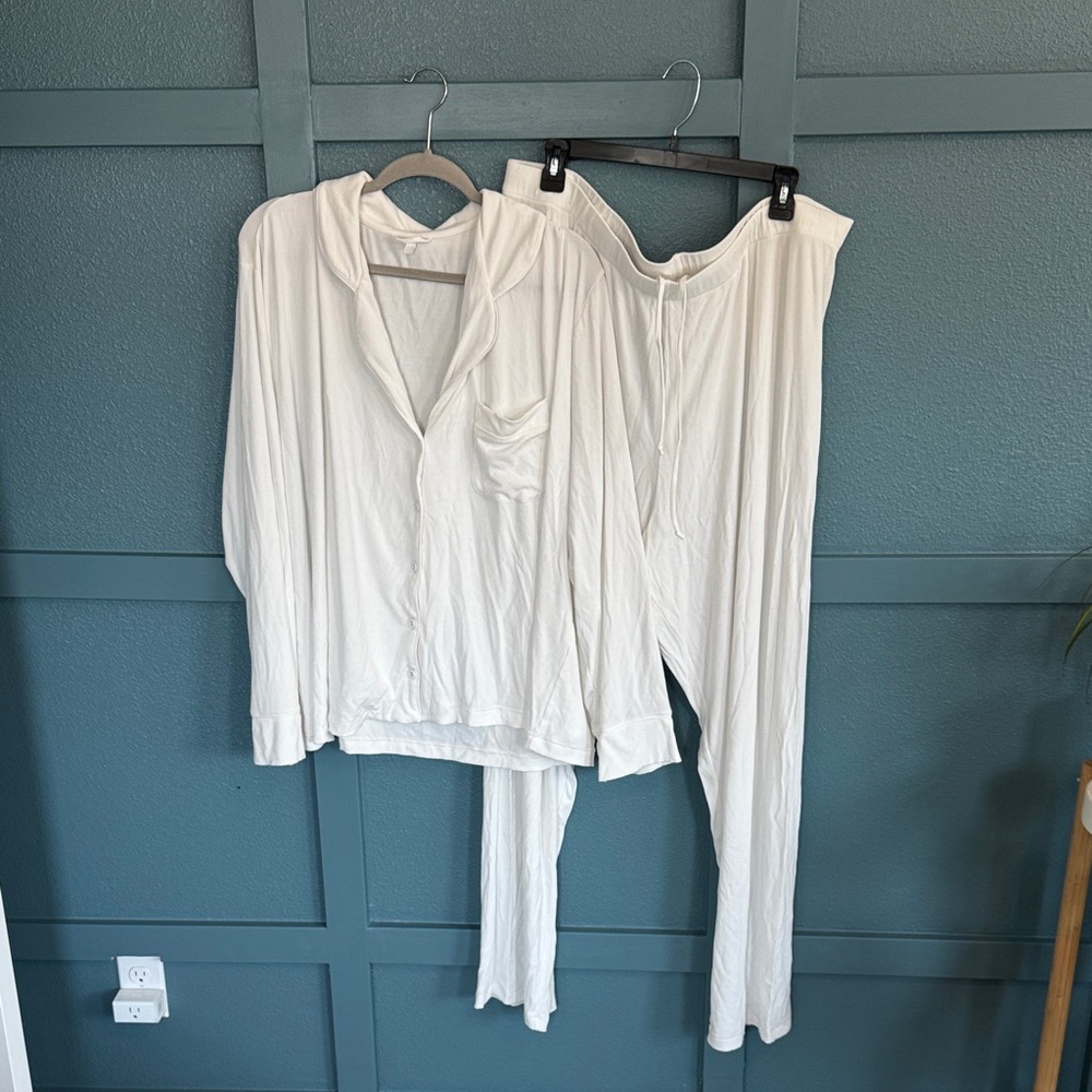 Skims White Pajama Set